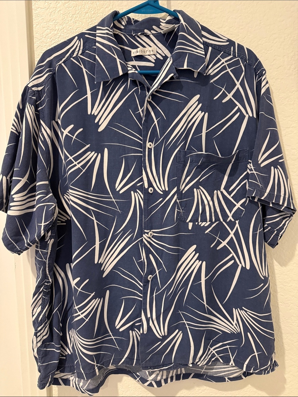 Claiborne Vintage Navy Button-Front Short-Sleeve blouse.